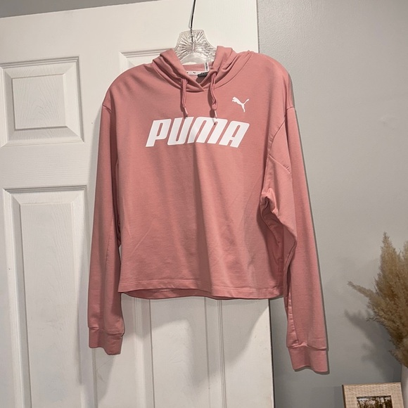 Puma Tops - Pink Puma hoodie athletic sweatshirt crop medium womens